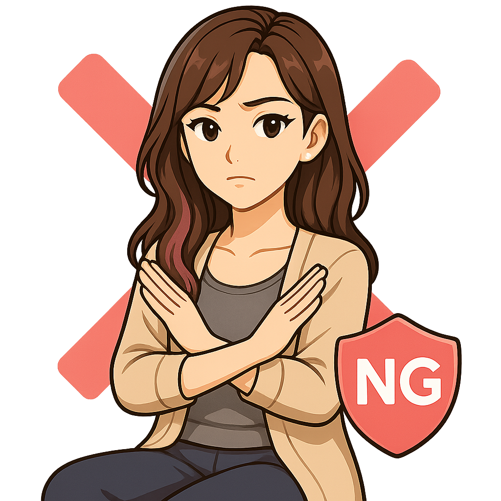 NGポーズの女性イラスト