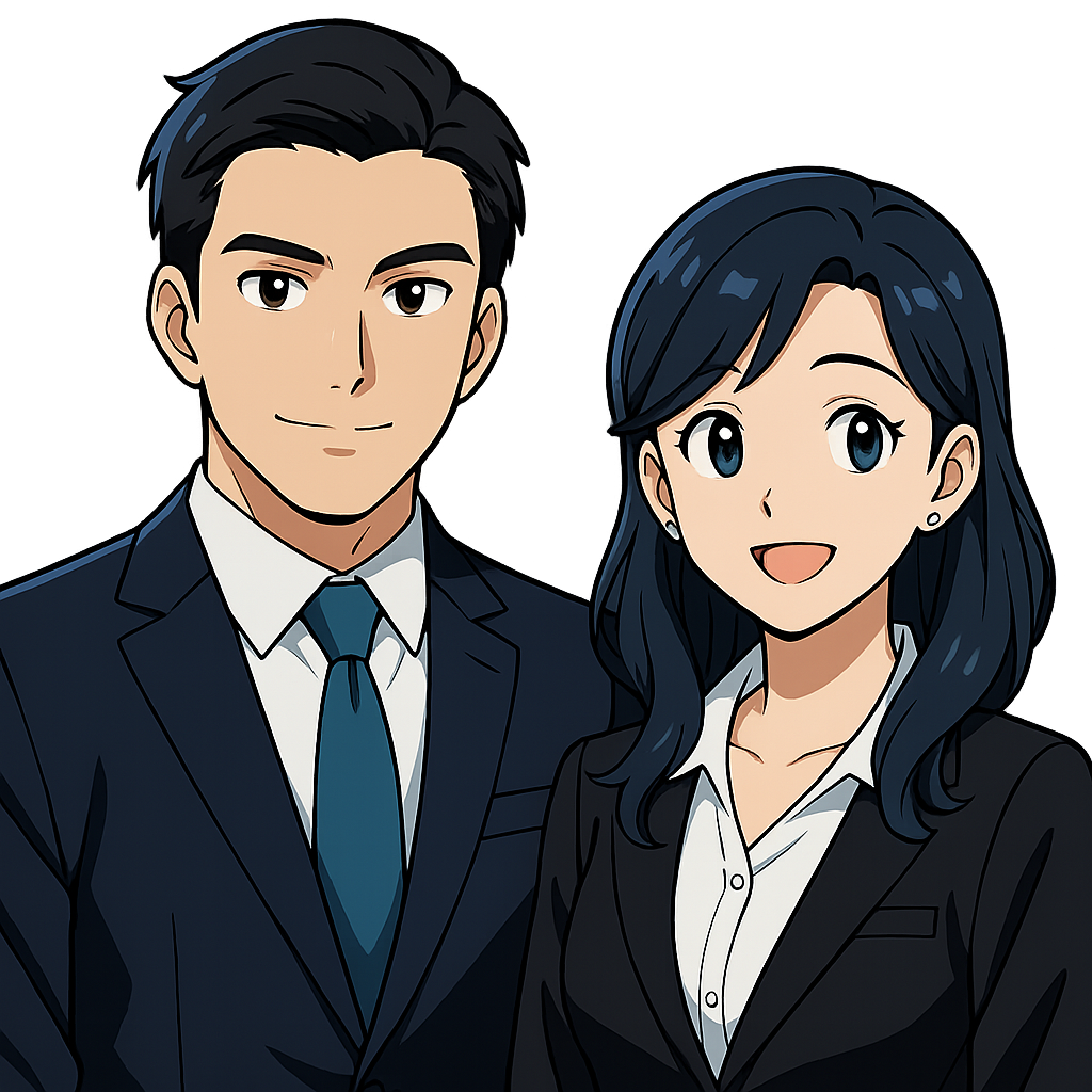 夜職特化の信頼できる不動産営業マンと女性スタッフのイラスト